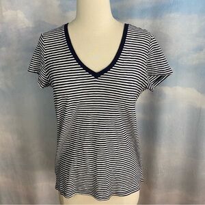 Gap The Essential V-Neck Tee Navy Striped Size Small